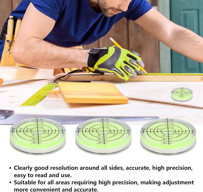 Niveau à Bulle Horizontal, Haute Précision, Bulls Environnementaux, Niveau Oculaire, Bulle Ronde, Mini Kit De Mesure Circulaire 50mm X 12mm, 1 Pièce