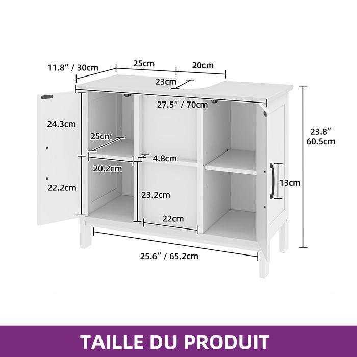YITAHOME Meuble De Rangement Au-Dessus Des Toilettes, Armoire Avec Etagere Interieure Reglable Et Ouverte Blanc
