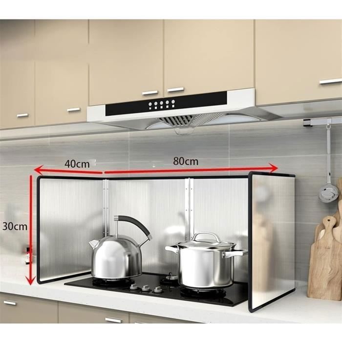 Plaque Anti-projections Pour Cuisinière - 2 Pièces Pliables, 3 Côtés, En Aluminium, 84x32.5 Cm Dépliée - 4