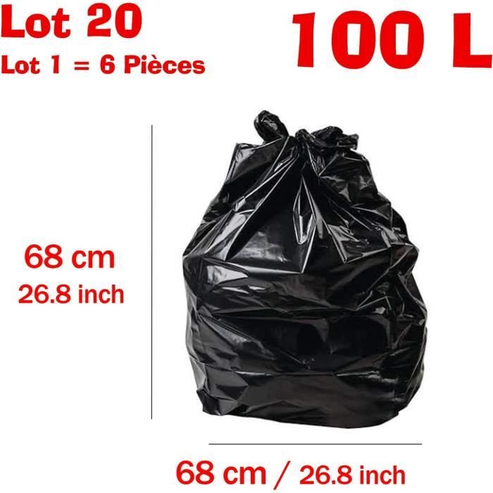 20 sacs poubelle 100L