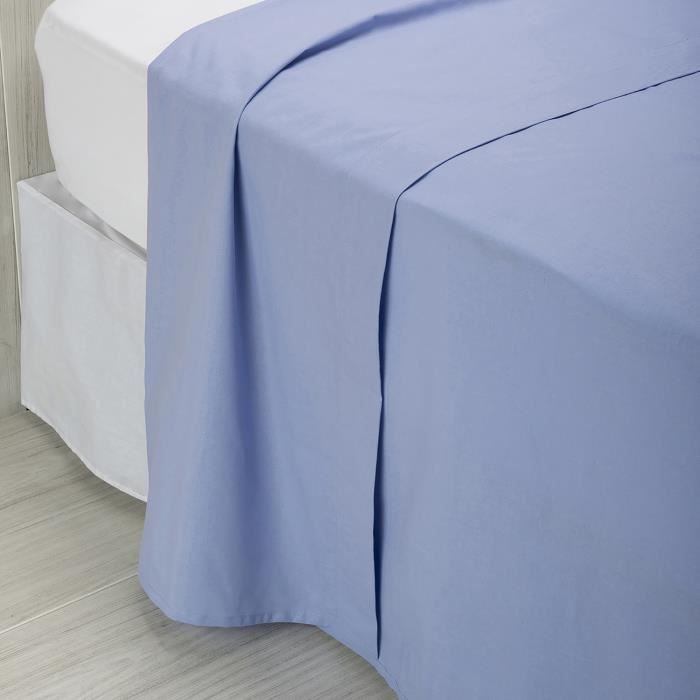 Pikolin Home - Drap de dessus, 100% coton couleur Bleu clair
