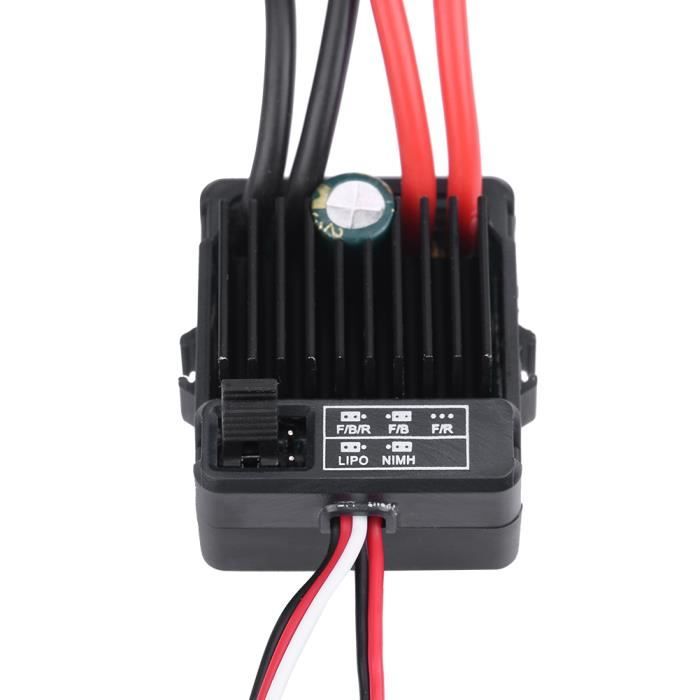 Pissente ESC Brossé étanche 1060 60A – Avec Condensateur Intégré – Pour Voiture RC, Buggy, Truggy, 1/10 – Compatible Tout Temps