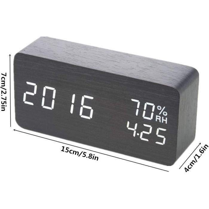 Réveil Numérique LED – Grand écran, Fonction Snooze, 3 Niveaux De Luminosité, Alimentation USB Ou Piles