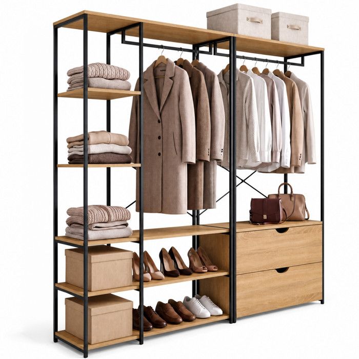 Dressing modulable double penderie étagère l. 180 cm detroit