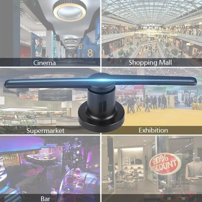Projecteur Holographique 3D à Ventilateur LED - WiFi, Résolution 2000x224, écran 41 Cm, Pour Publicité Et Décoration