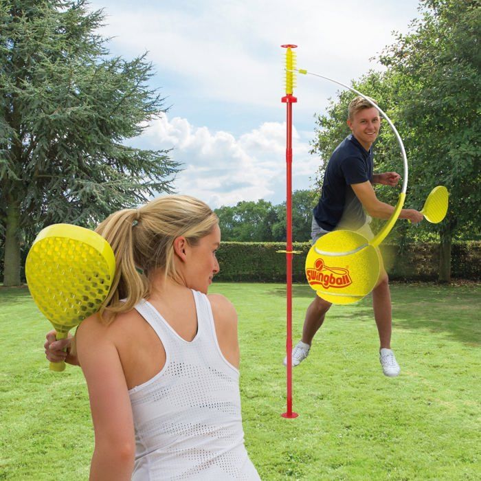 Swingball Classic - Balle De Tennis, 2 Raquettes, Mât Réglable 1,65m - Support Toutes Surfaces - Dès 6 Ans