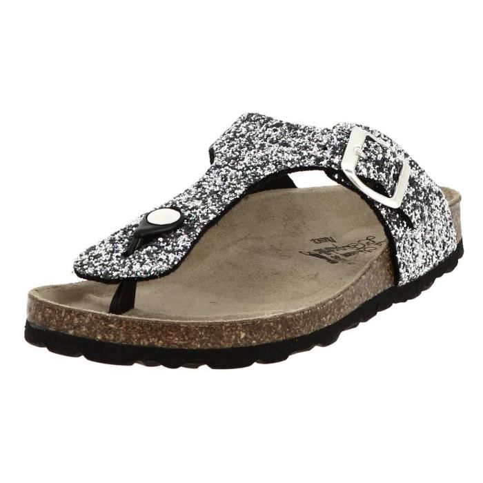 Tongs Femme Marque 3510 Talon plat Argent Cdiscount Sport