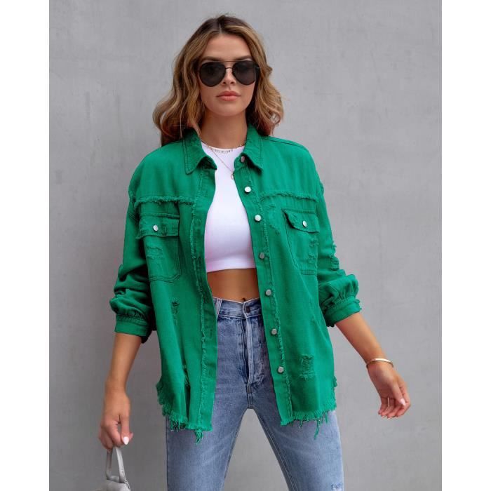 Veste en jean vert fluo clearance