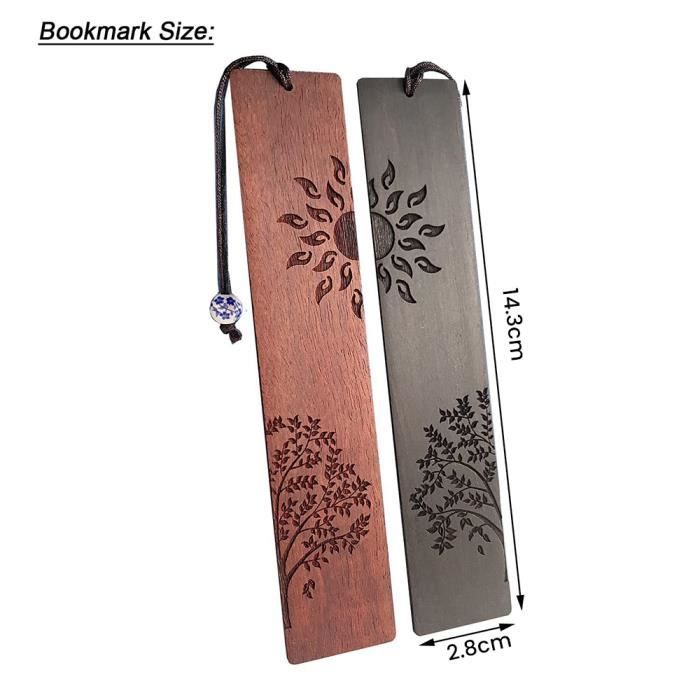2 Marque-pages En Bois Fait Main - Gravés Au Laser Motif Pissenlit, Avec Gland Traditionnel Chinois - Cadeau Pour Lecteurs - 10