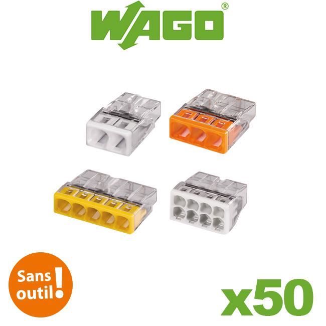 100 mini bornes de connexion rapide WAGO S2273 2,3,5 et 8 entrées