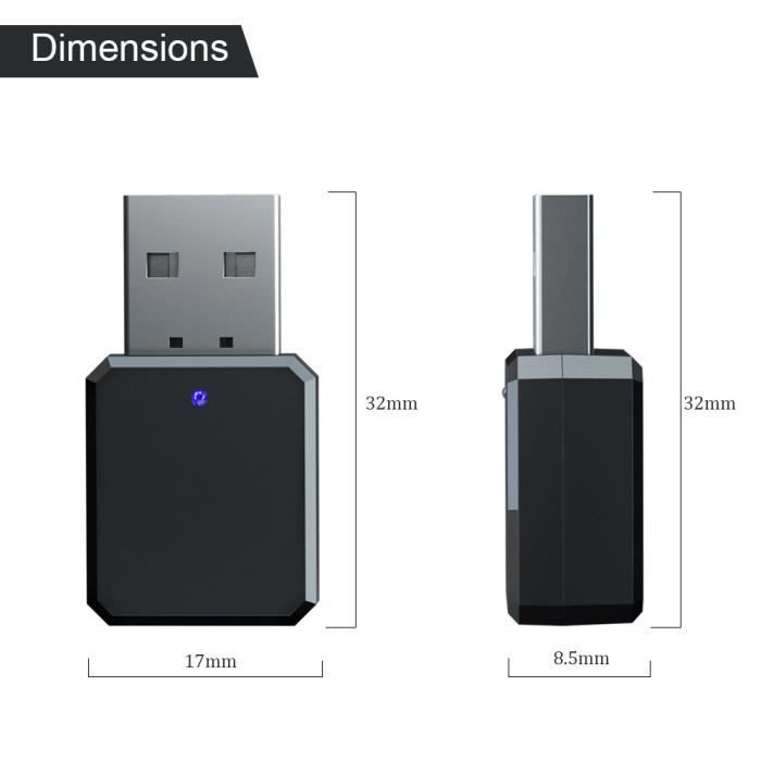 Adaptateur USB Bluetooth 5.1 Bluetooth USB dans la Voiture AUX/USB Double  Sortie, Plug and Play, pour Haut-parleurs, amplificateurs - Cdiscount  Informatique