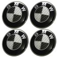 Kit 7 pcs BMW Logo/ Embleme/ Badge Carbone Noir et Blanc  82mm + 82mm-2