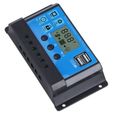 Drfeify Régulateur de charge solaire Contrôleur de Charge Solaire 12V 24V 30A Régulateur Automatique à Double Sortie USB PWM LCD-2