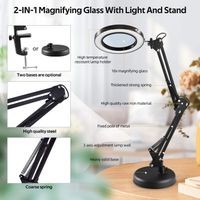 NZQXJXZ 10X 30X Loupe Avec Lumière Et Support, Lampe Loupe Éclairée à 36 LED, 3 Modes De Couleur, Lampe De Bureau Loupe Mains Libres Pour La Lecture, L' Artisanat, Les Loisirs, Le Travail
