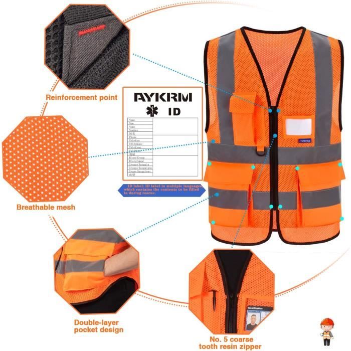 XXXL - Jaune orange - Gilet de sécurité réfléchissant pour hommes,  vêtements haute visibilité, deux tons, gil - Cdiscount Auto