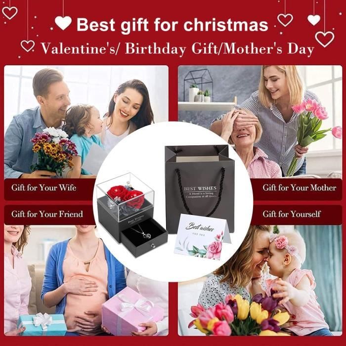 16 Pièces Rose Eternelle En Boîte En Forme Cœur - Fleur Eternelle Cadeau, Rose-Cadeau St-Valentin, Anniversaire, Pour Femme, Mere, Copine, Amie, Fête Des Mères/Grands-Mères