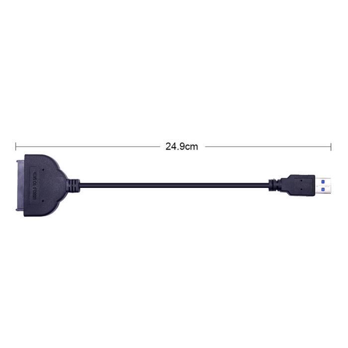Câble Adaptateur USB 3.0 Vers SATA 22 Broches ZISONIX - Pour Disque Dur/SSD 2,5" - Transfert 5 Gbps, Plug & Play