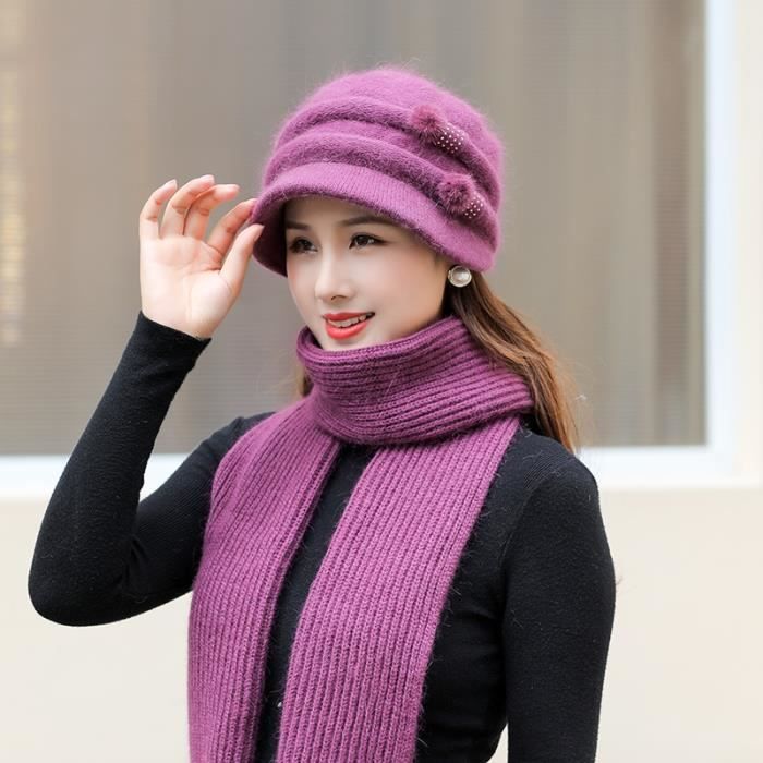 Ensemble de chapeaux d'hiver - Type A - Noir - Cagoule - Écharpe
