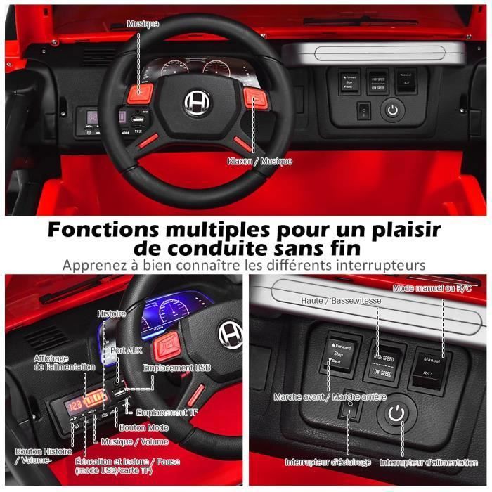 DREAMADE Voiture Electrique 24V Enfants avec Télécommande,Véhicule Électrique Enfants 3+Ans avec 3 Vitesse,Démarrage Lent,Harnais à 3 Point,Musique,Radio,Lumières LED,MP3,USB,Charge 30KG (Noir