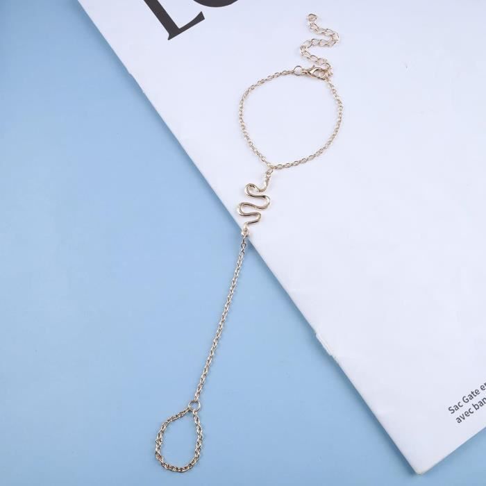 Boho Serpent Anneau Doigt Bracelet Or Serpent Esclave Bracelet Chaîne