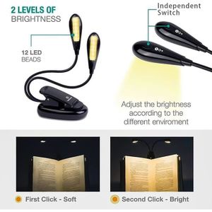 Lampe De Pupitre LED Rechargeable Portable - Lumière Livre Lecture Et Piano Réglable
