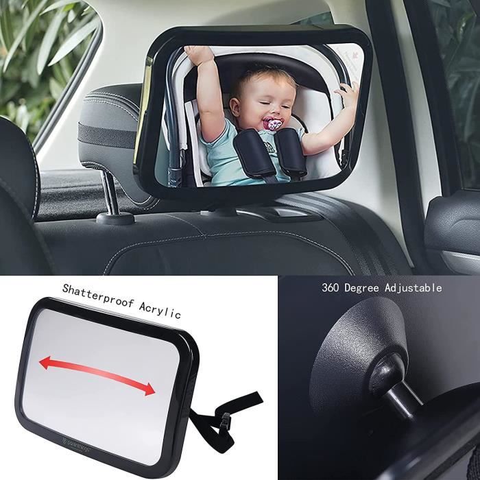 Miroir de voiture pour bébé, siège arrière de voiture à 3 voies-fenêtre  avant-miroir pare-soleil, vue large rotative à 360 [104] - Cdiscount  Puériculture & Eveil bébé