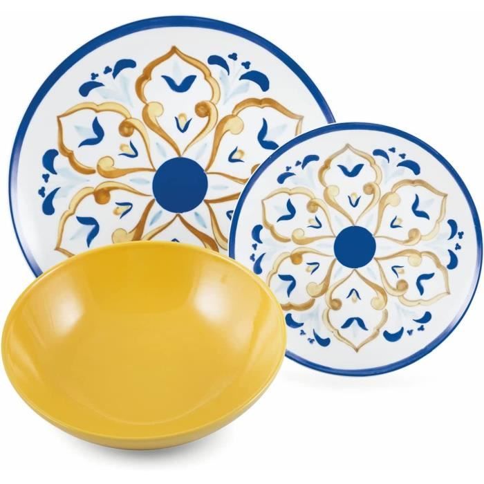 Service Vaisselle Villa D'Este Tivoli 18 Pièces - Porcelaine & Grès - 6 Places Multicolores - Sicile