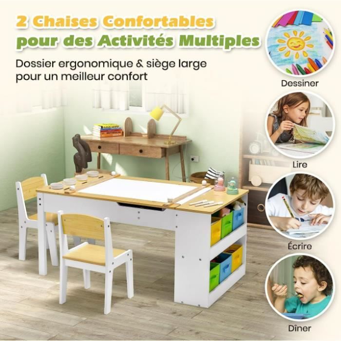 Tableau Enfant avec Chaise - DREAMADE - Hauteur Réglable - Chevalet d'Art 4 en 1 - Bureau d'Activités - 14 Accessoires -Charge 30KG - Jeux - Jouets Tableau Enfant avec Chaise - DREAMADE - Hauteur Réglable - Chevalet d'Art 4 en 1 - Bureau d'Activités - 14 Accessoires -Charge 30KG - Jeux - Jouets