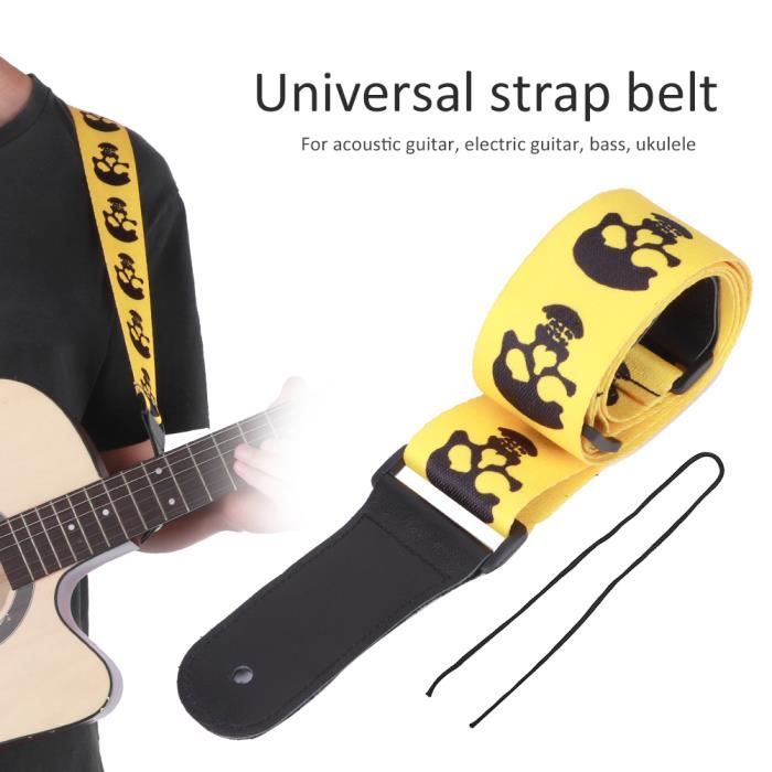 Sangle de guitare basse électrique acoustique ukulélé ceinture réglable  motif tête de mort en cuir (jaune) LOR - Cdiscount Instruments de musique