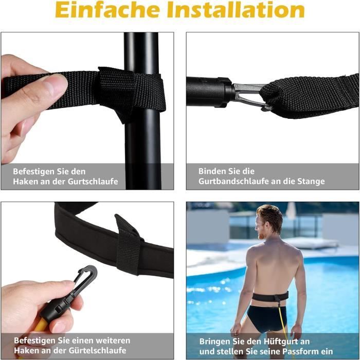 Kit Natation ROLMZJX - Élastique 4m, Ceinture Réglable, Lunettes, Pour Entraînement En Piscine