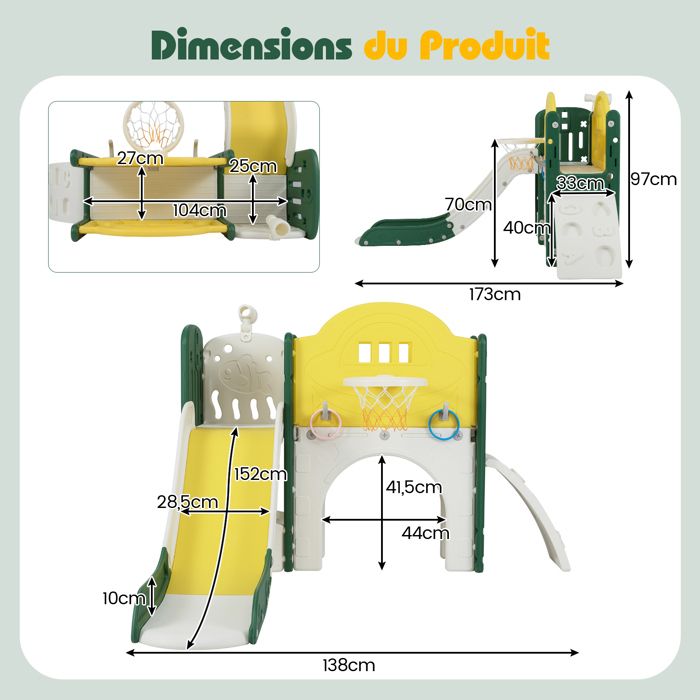 COSTWAY 9 En 1 Toboggan Enfant En HDPE Avec Panier De Basket Et Telescope Aire De Jeux Interieure Avec Longue Allee Et Echelle Rangement Et Accessoires Pour Tout Petits De 18 Mois 92313412 COSTWAY 9 En 1 Toboggan Enfant En HDPE Avec Panier De Basket Et Telescope Aire De Jeux Interieure Avec Longue Allee Et Echelle Rangement Et Accessoires Pour Tout Petits De 18 Mois 92313412