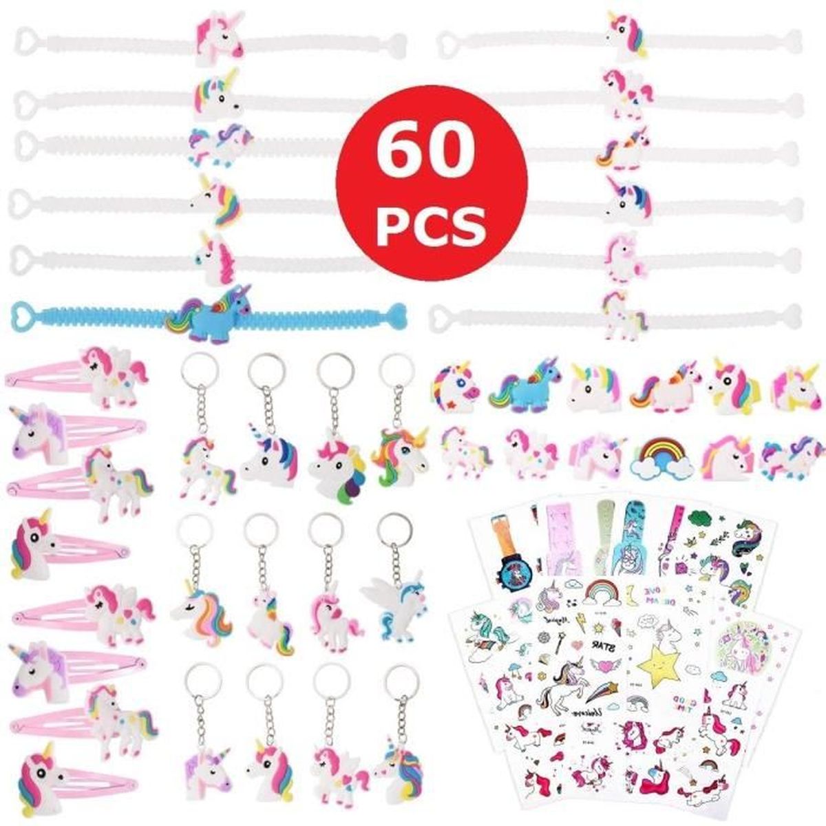 Bracelet Breloque de Licorne Bracelet Strass Cristal Brillant avec Ensemble de Cartes-Cadeaux Licorne pour Fille Dame