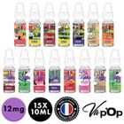 Eliquide Cigarette Électronique -12mg - 70 MPGV / 30 VG - 15 x 10ml Full Découverte Vap'Op