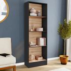 IDMARKET Etagère bibliothèque CARLA 5 niveaux noir et effet bois 190 cm