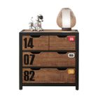 Commode - Vipack - Alex - Pin massif - Laqué noir - 4 tiroirs - Style industriel