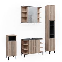 Vicco Ensemble De Meubles De Salle De Bain Chêne Rustique 4 Parties Ilias