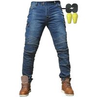 Pantalon de Moto Homme - Jeans de Moto - Pantalon d'armure de Motard - Protection Cyclisme - Bleu