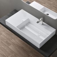 Sogood Lavabo Suspendu Blanc Vasque à Poser Lave Mains Rectangulaire de Qualité pour Salle de Bain 100x48x13cm Colossum12-R