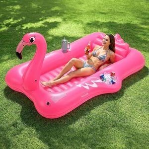 Matelas Gonflable pour Piscine, Fauteuils Inclinables pour Adultes, Chaise Longue de Bronzage avec Dossier, Repose-Pieds, Porte-Gobelet pour Piscine, Plage, Lac et Vacances