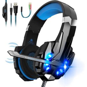 PS3 PS4 Musique Jeux VoIP Professional Télécommande par câble| Éclairage LED CSL Casque Gaming pour PC PS3 S4 |Casque USB confortable Câble avec housse en tissu Microphone 