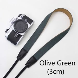 SANGLE - DRAGONNE Vert Olive-(3cm)-Ceinture d'épaule et de cou en cuir de coton réglable universel, accessoire d'appareil photo
