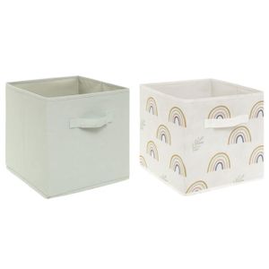 BOITE DE RANGEMENT Set de 2 bacs rangements enfant - carton - vert - 