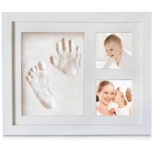 12 mois Cadre photo et conservez les empreintes de mains ou les pieds des enfants et des bébés mur et table cadeau parfait pour bébé Cadre photo avec empreintes de pas pour les bébés Rose 
