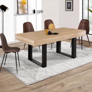 TABLE À MANGER SEULE ID MARKET - Table à manger PHOENIX 6 personnes bois et noir 160 cm