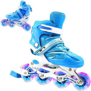 ROLLER IN LINE Roller SURENHAP Enfant Adulte Bleu - Pointure 27-41 - Réglable - Clignotant - Respirant