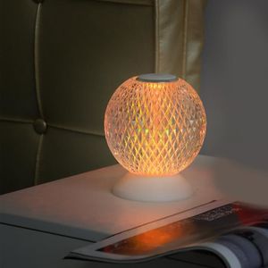 Lampe à poser led avec socle bois et boule en tissu de couleur