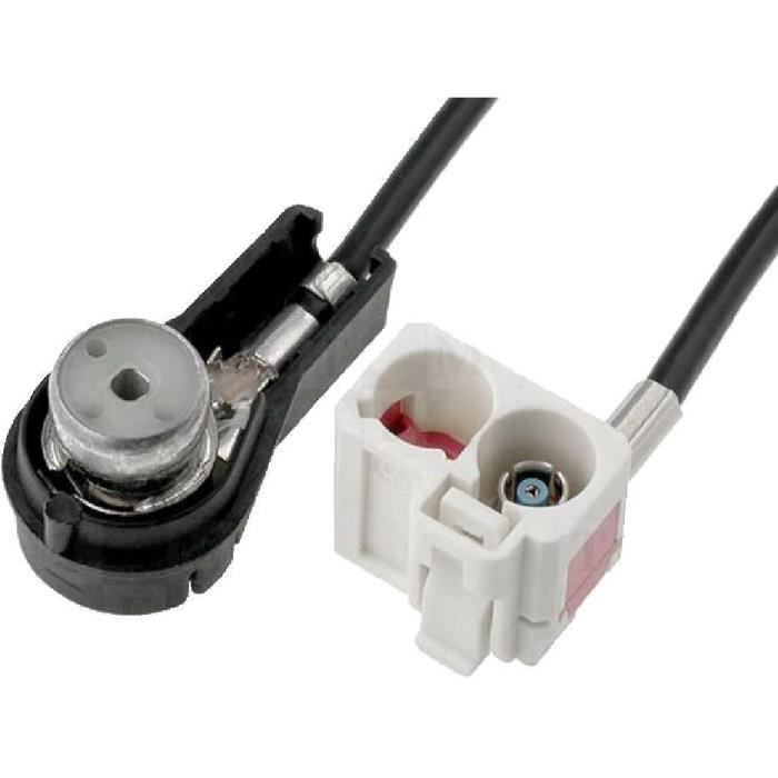 Vhbw Adaptateur d'antenne Din (m) vers double Fakra (m) compatible avec  Audi, Seat, VW voiture - Amplificateur pour alimentation fantôme, 35 cm