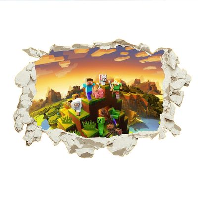 Autocollants Muraux 3D Pour Chambre Enfant - Décoration Jeu Vidéo Minecraft Creeper - Stickers Amovibles Sans Trace