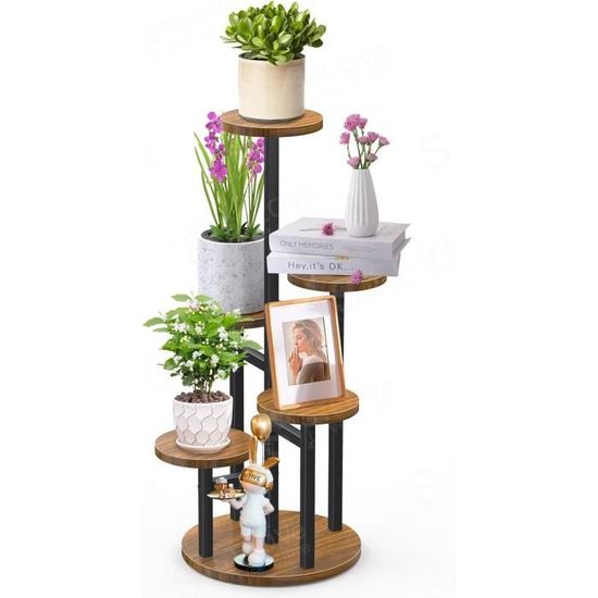 STLOVe Étagère Plantes Bois 6 Niveaux - Pour Balcon, Salon, Bureau Déco