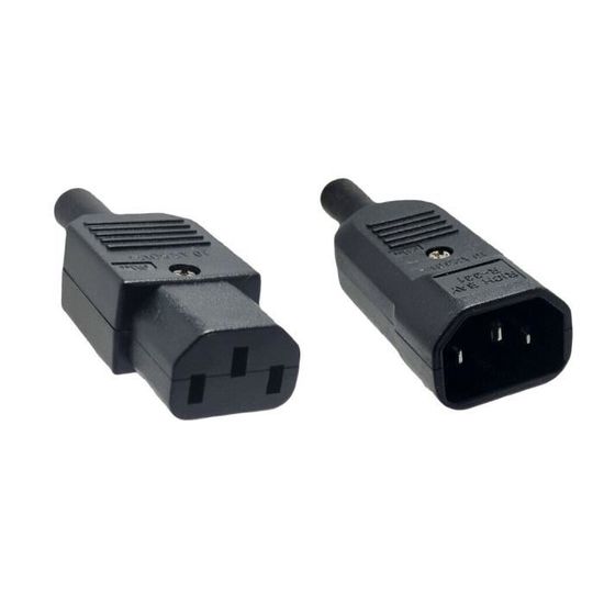 Prise IEC 320 C14 Mâle 3 Broches - 250V 10A, 2 Pièces - Pour équipements électriques, Remise En Forme, Industrie